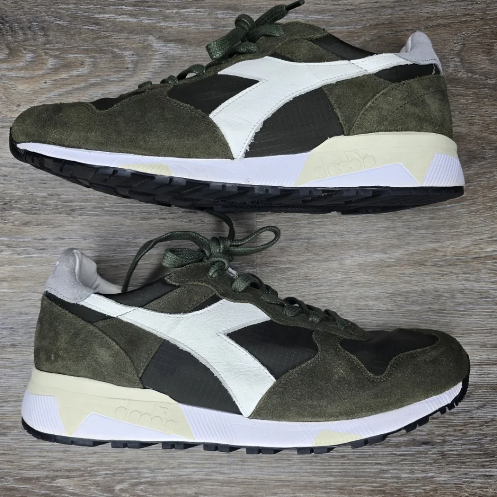 Diadora Men's Trident 90 Ripstop & Suede Green Sneakers Size 10